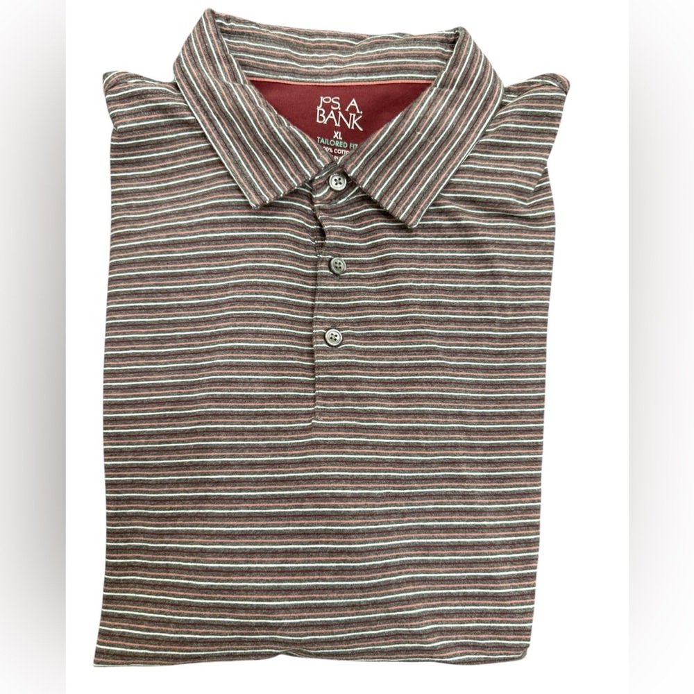 Jos. A. Bank Grey and Burgundy Striped Shirt